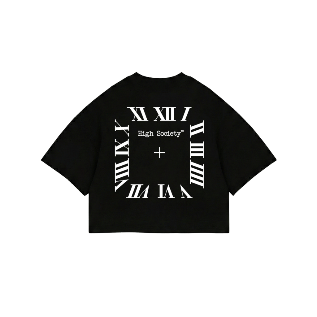 Oversized Crop Top "O'Clock Black"