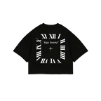 Oversized Crop Top "O'Clock Black"