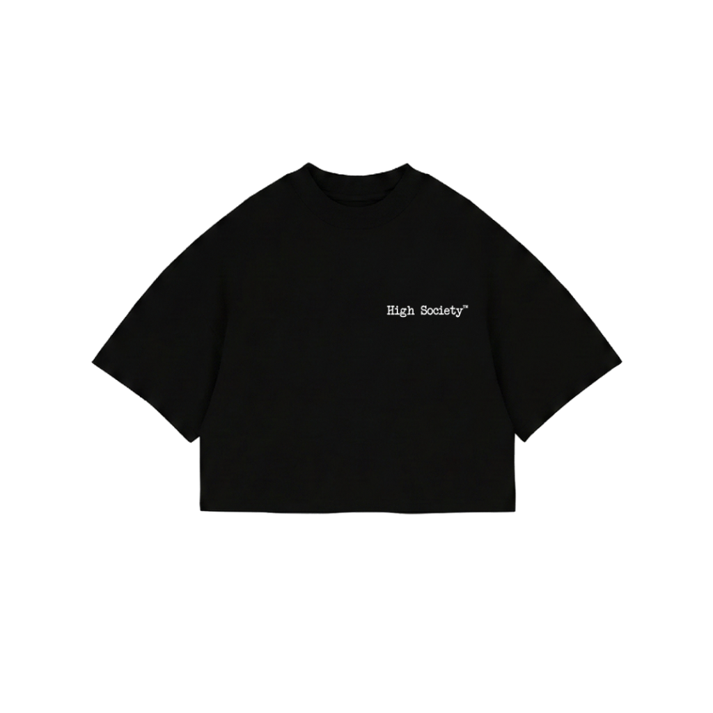 Oversized Crop Top "O'Clock Black"