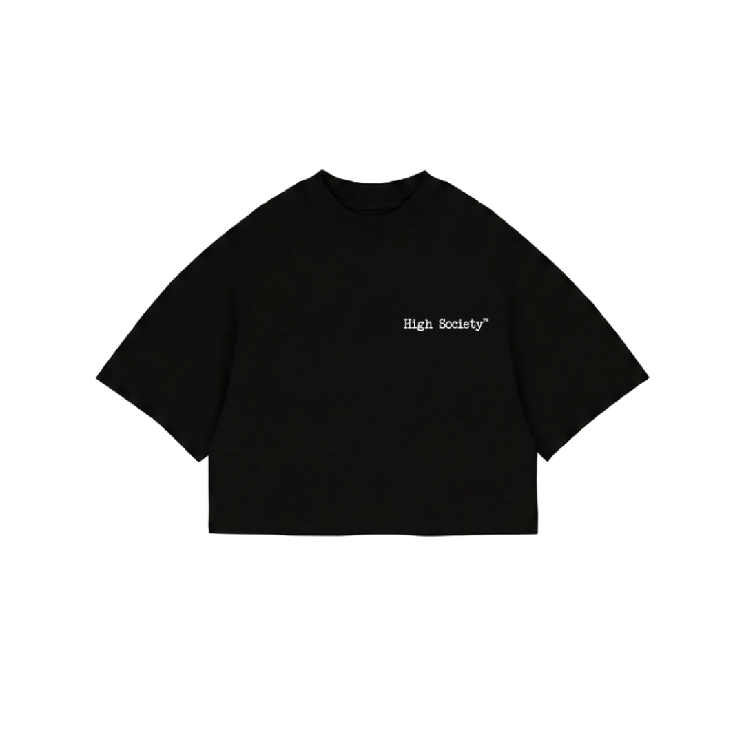 Oversized Crop Top "O'Clock Black"