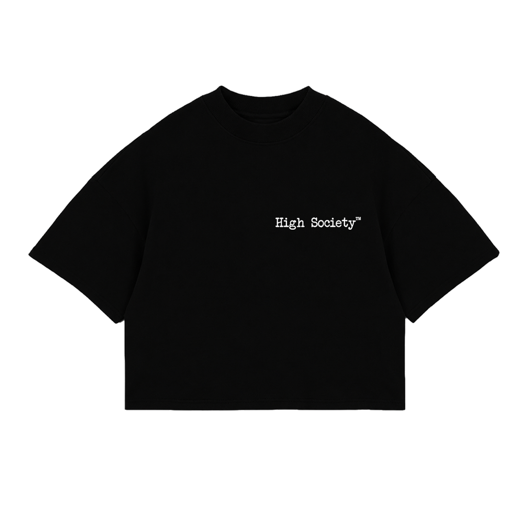 Oversized Crop Top "O'Clock Black"