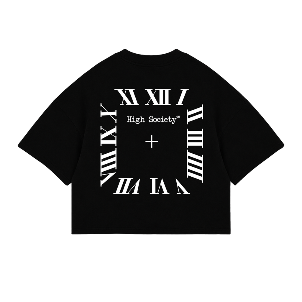 Oversized Crop Top "O'Clock Black"