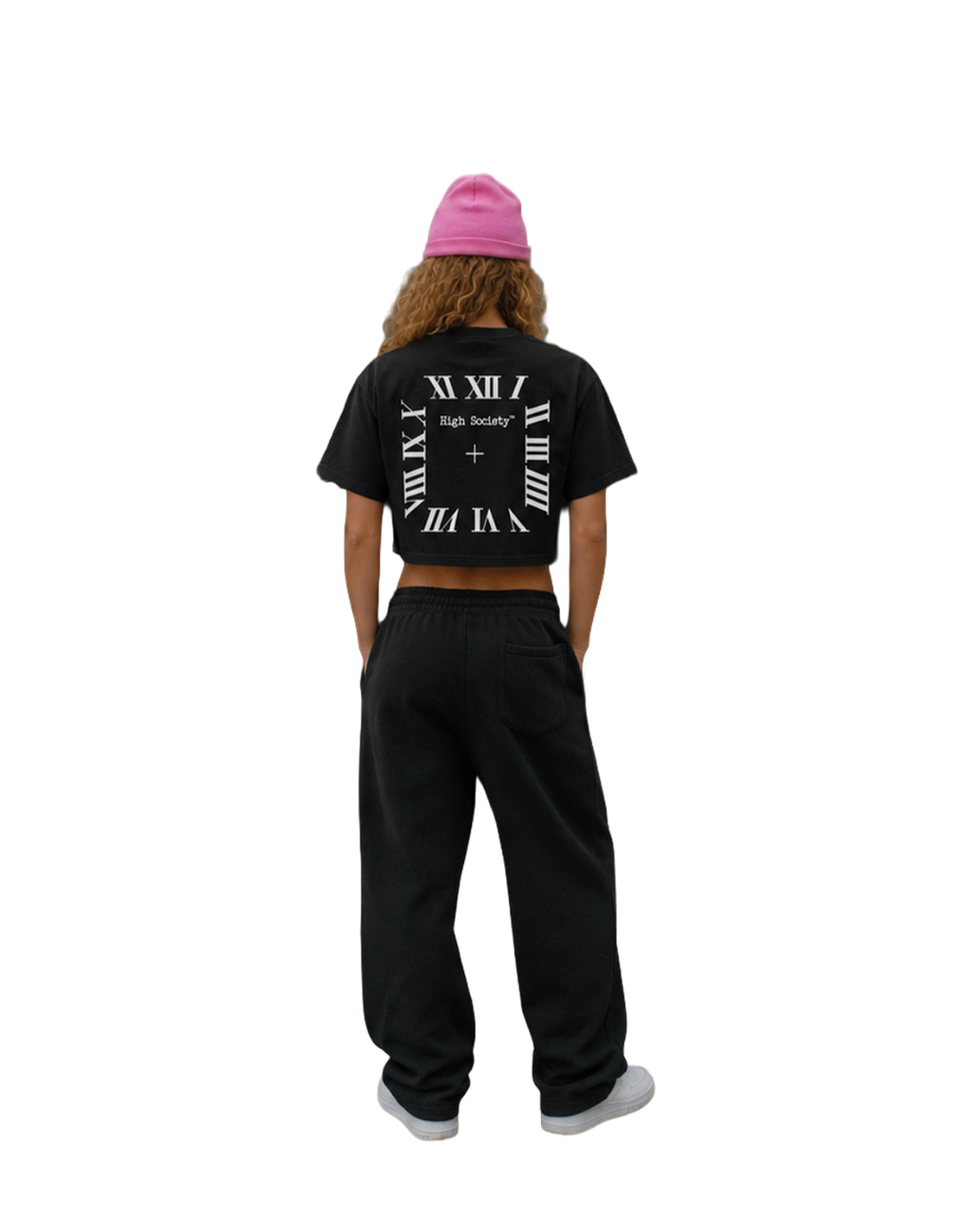 Oversized Crop Top "O'Clock Black"