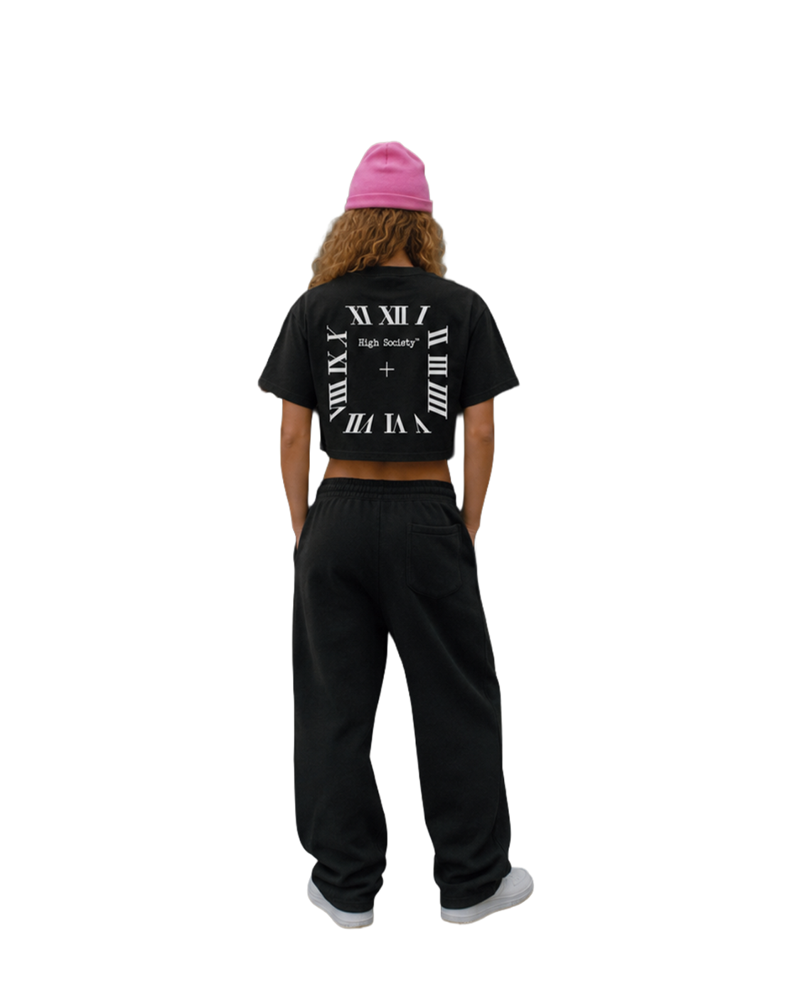 Oversized Crop Top "O'Clock Black"