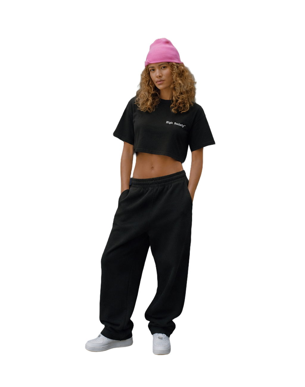 Oversized Crop Top "O'Clock Black"