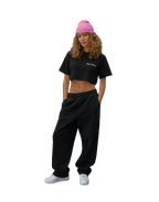 Oversized Crop Top "O'Clock Black"