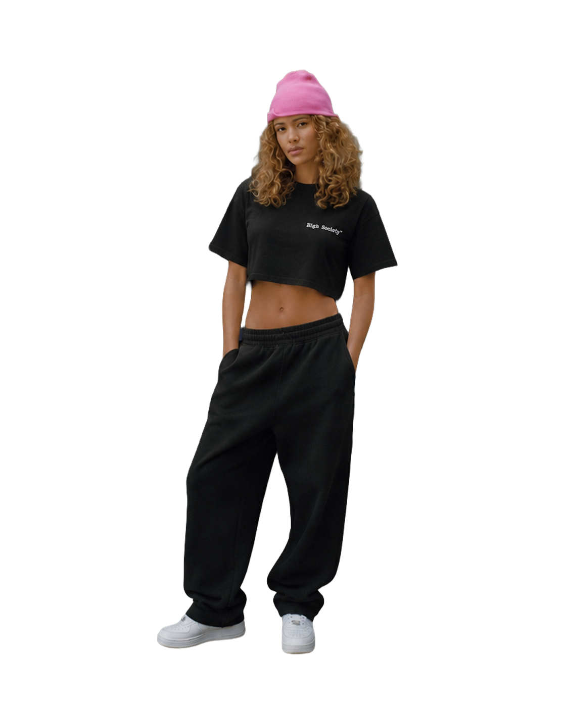 Oversized Crop Top "O'Clock Black"